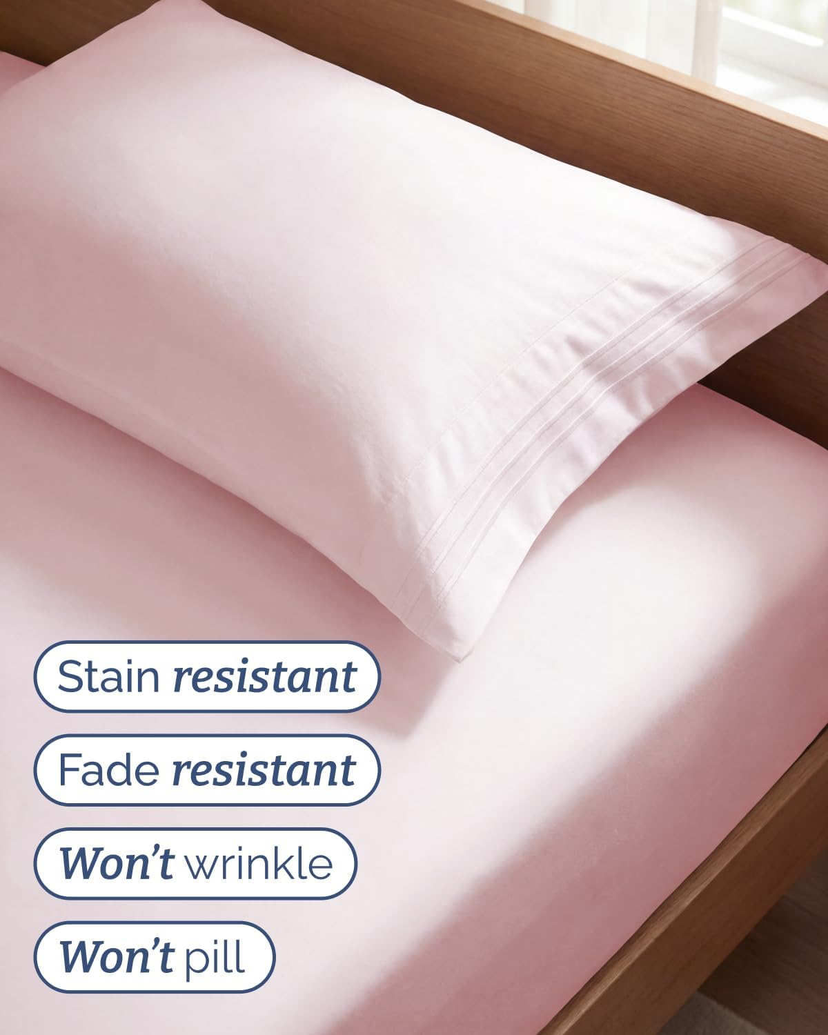 Twin Size 3 Piece Sheet Set - Breathable & Cooling Sheets - Lavender Pink