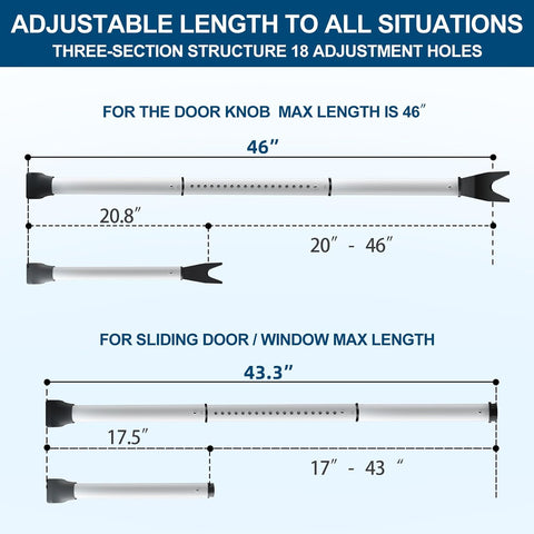 Rerishom 2 Pack Door Security Bar, Heavy Duty Patio Door Lock,White