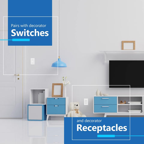 LIDER Decorator Switch Cover, Screwless Wall Plate, Matte White, 10-Pack