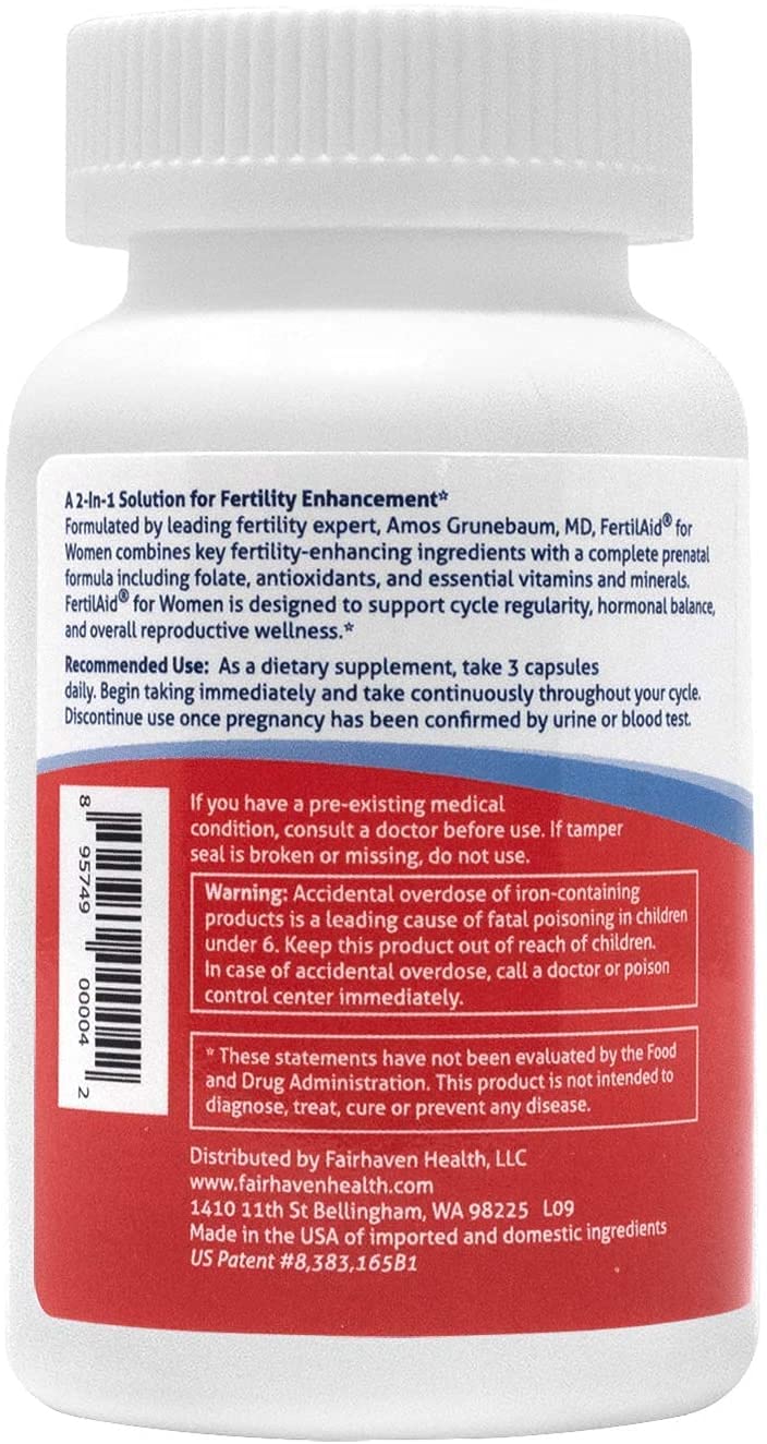 FertilAid for Women, Fertility Supplement for Women & Natural Fertility Vitamin with Vitex, Support Female Cycle Regularity & Ovulation, Comprehensive Prenatal Multivitamin with Folate, 3 Month Supply