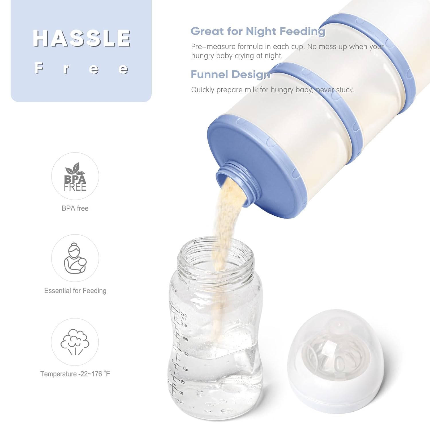 Termichy Stackable Formula Dispenser Portable: Milk Powder Container to go