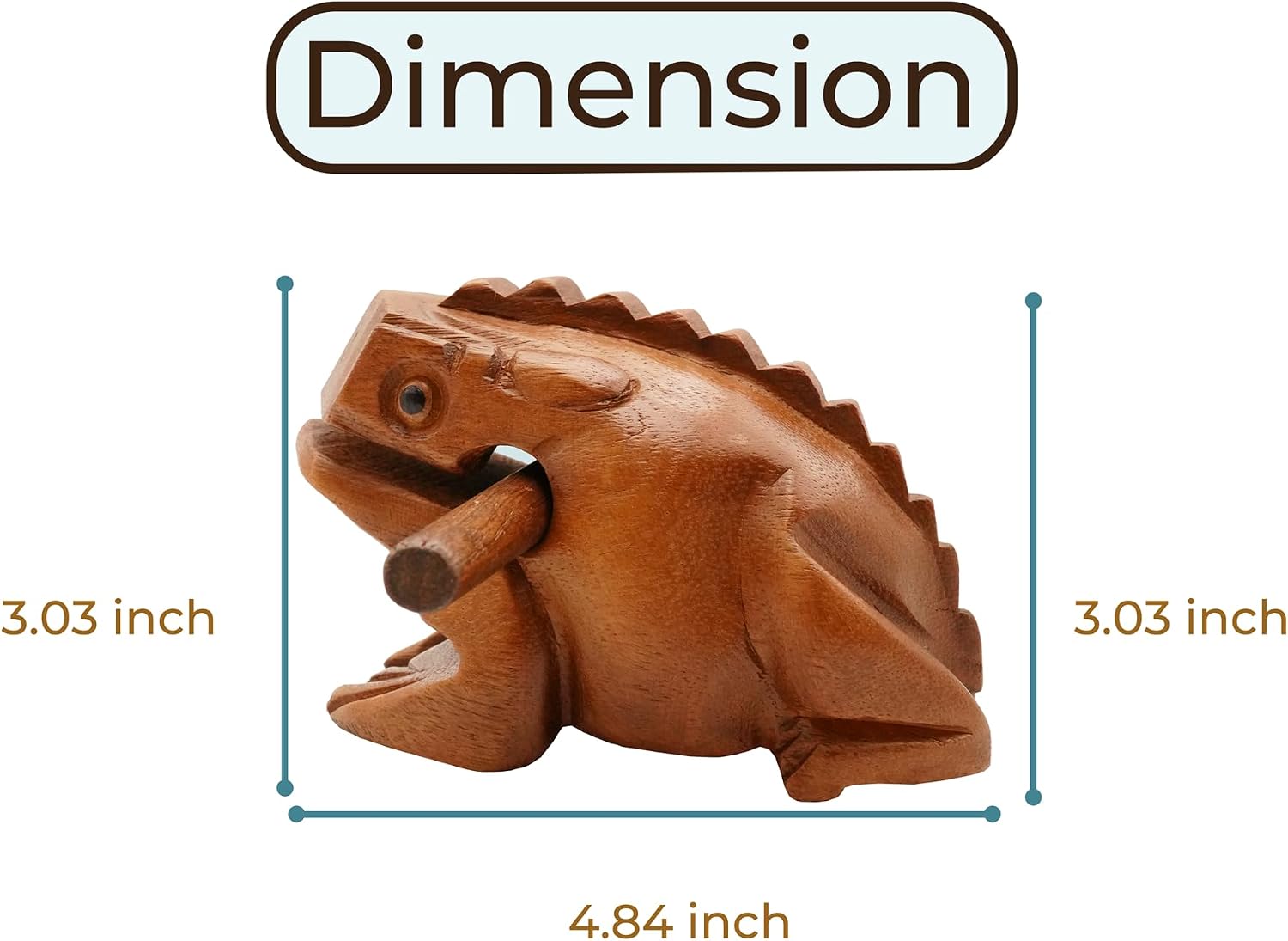 BSIRI 4" Frog Guiro Rasp - Small Instrument Musical Wooden Percussion Wood Block Instrument of Frog Noise Maker and Cool Music Gifts Ideas Funny Weird Instruments for Adults Made from Nature Wood