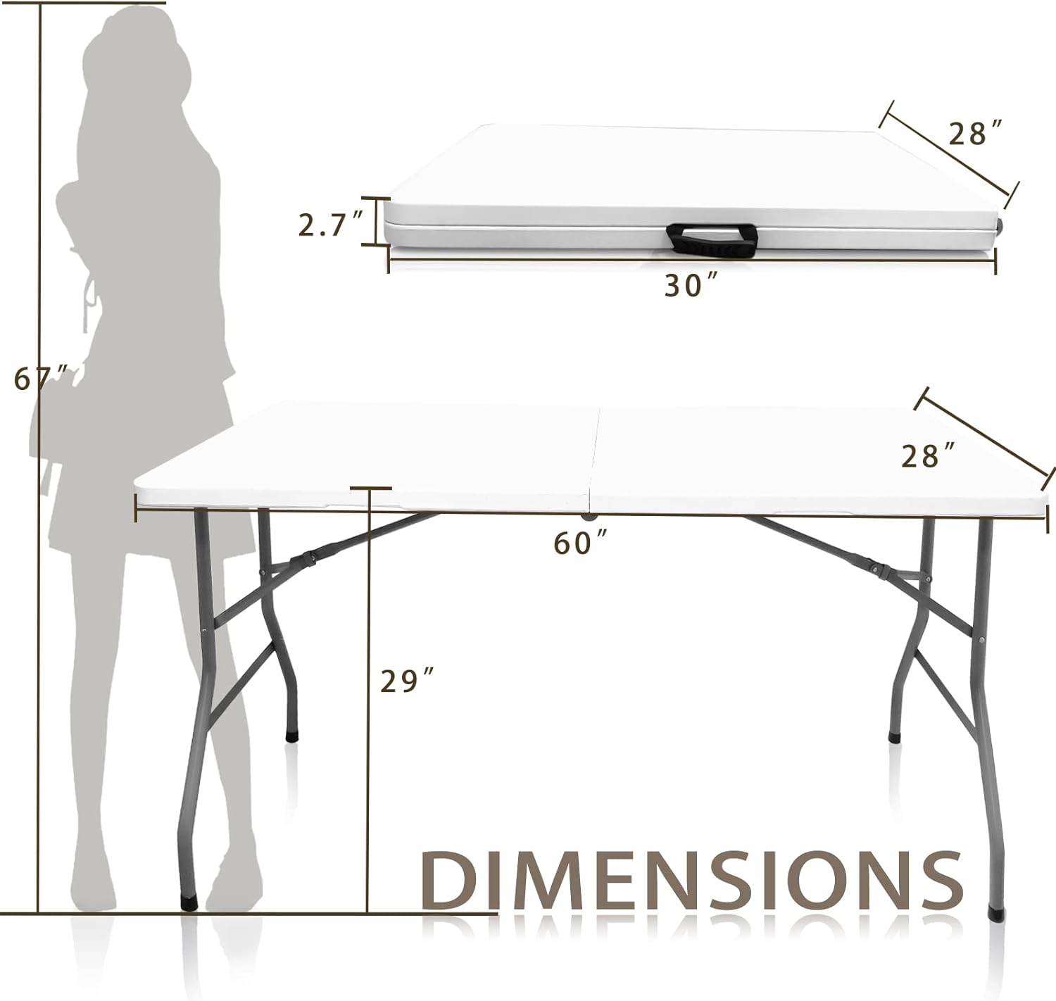 5FT Folding Table,Versatile Foldable Table,Portable