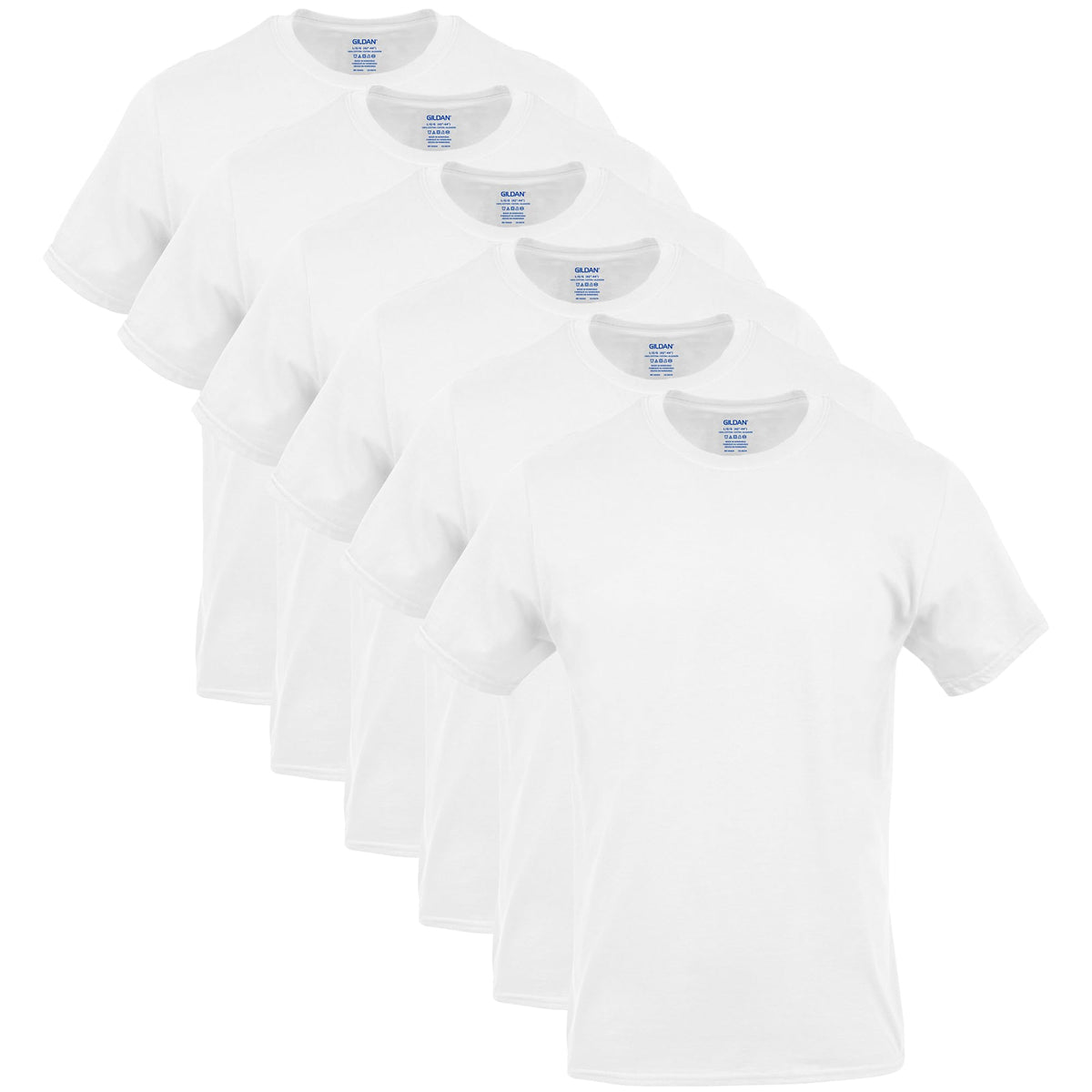 Gildan Men's Crew T-Shirts, Multipack, Style G1100, White (6-Pack), Large