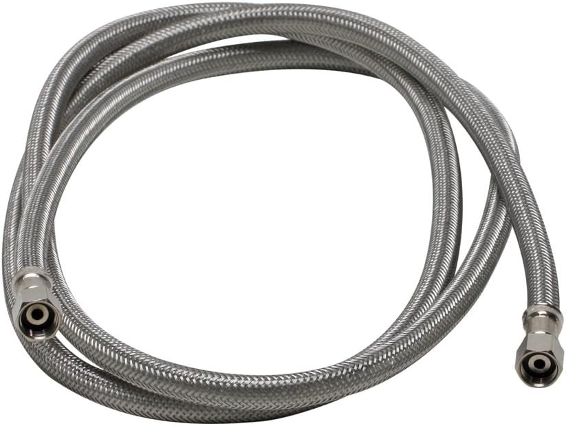 Fluidmaster 12IM72 Braided Stainless Steel Ice Maker Connector Water Line with Dual 1/4-In. x 1/4-In. Female Compression Threads, 6 Ft. (72-In.) Length