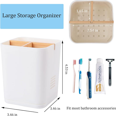 Electric Toothbrush Holder Tooth Brush and Toothpaste Organizer, White