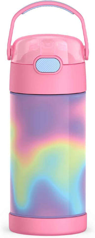 THERMOS FUNTAINER Water Bottle with Straw, 12oz, Rainbow Cloud