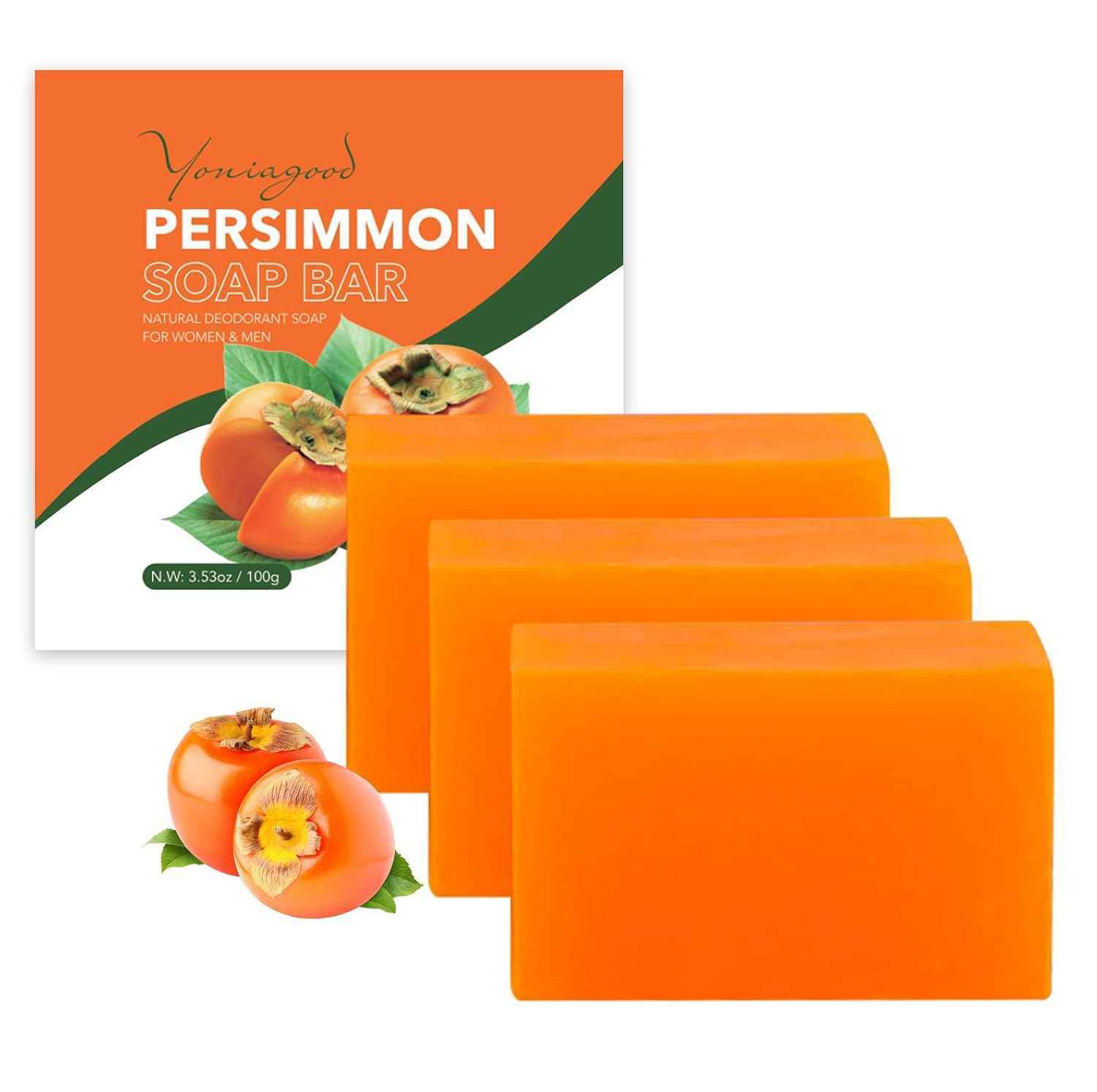 yoniagood 3 PCS Persimmon Soap for Body Odor Control, Old People Smell