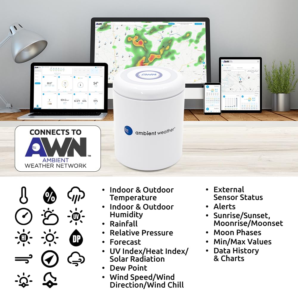 Ambient Weather WS-1553-IP Smart Wireless Weather Station with Remote Monitoring and Alerts