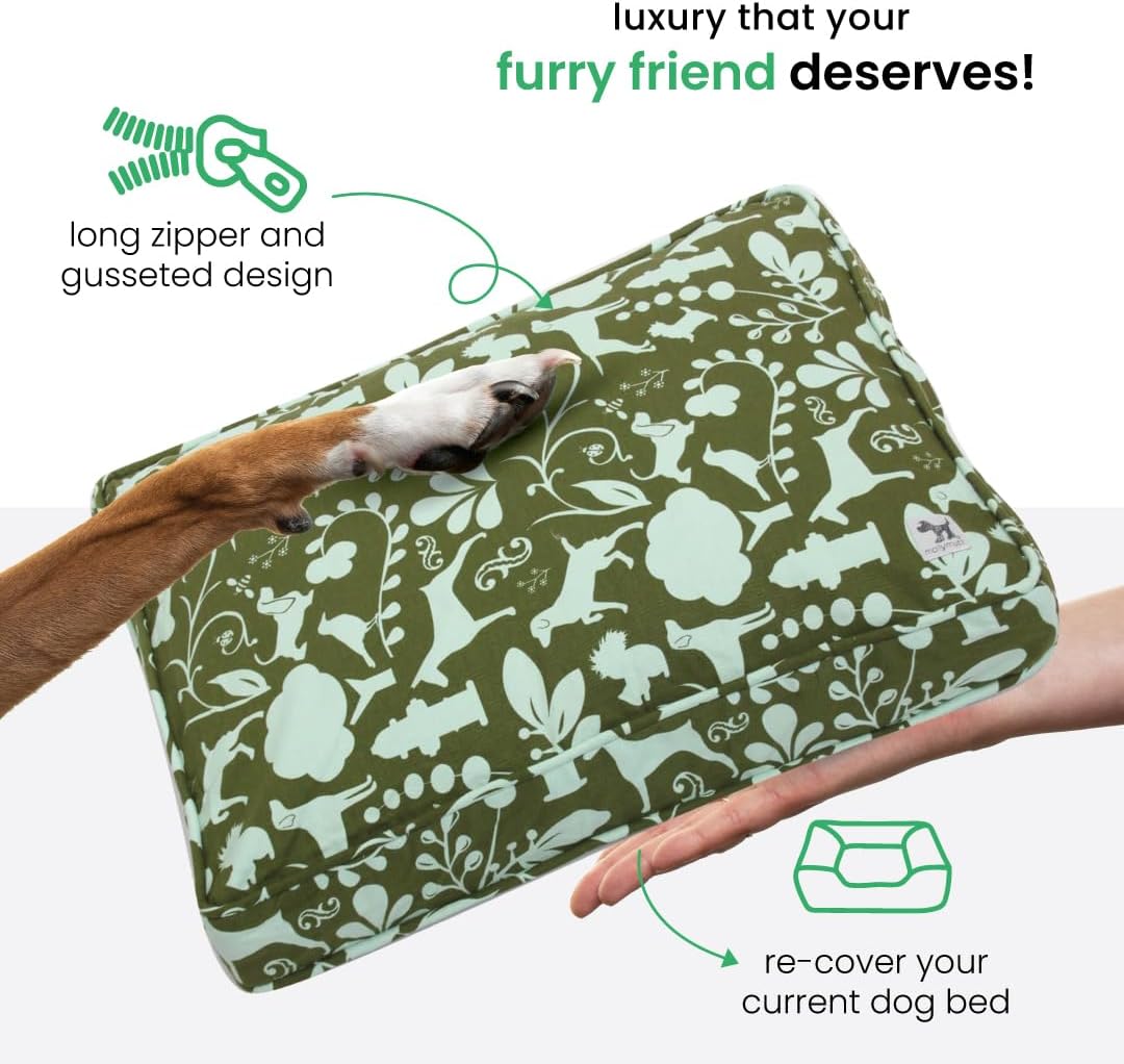 Molly Mutt Light Green Dog Bed Cover, Non-Toxic & 100% Cotton, 27"x36"x5"