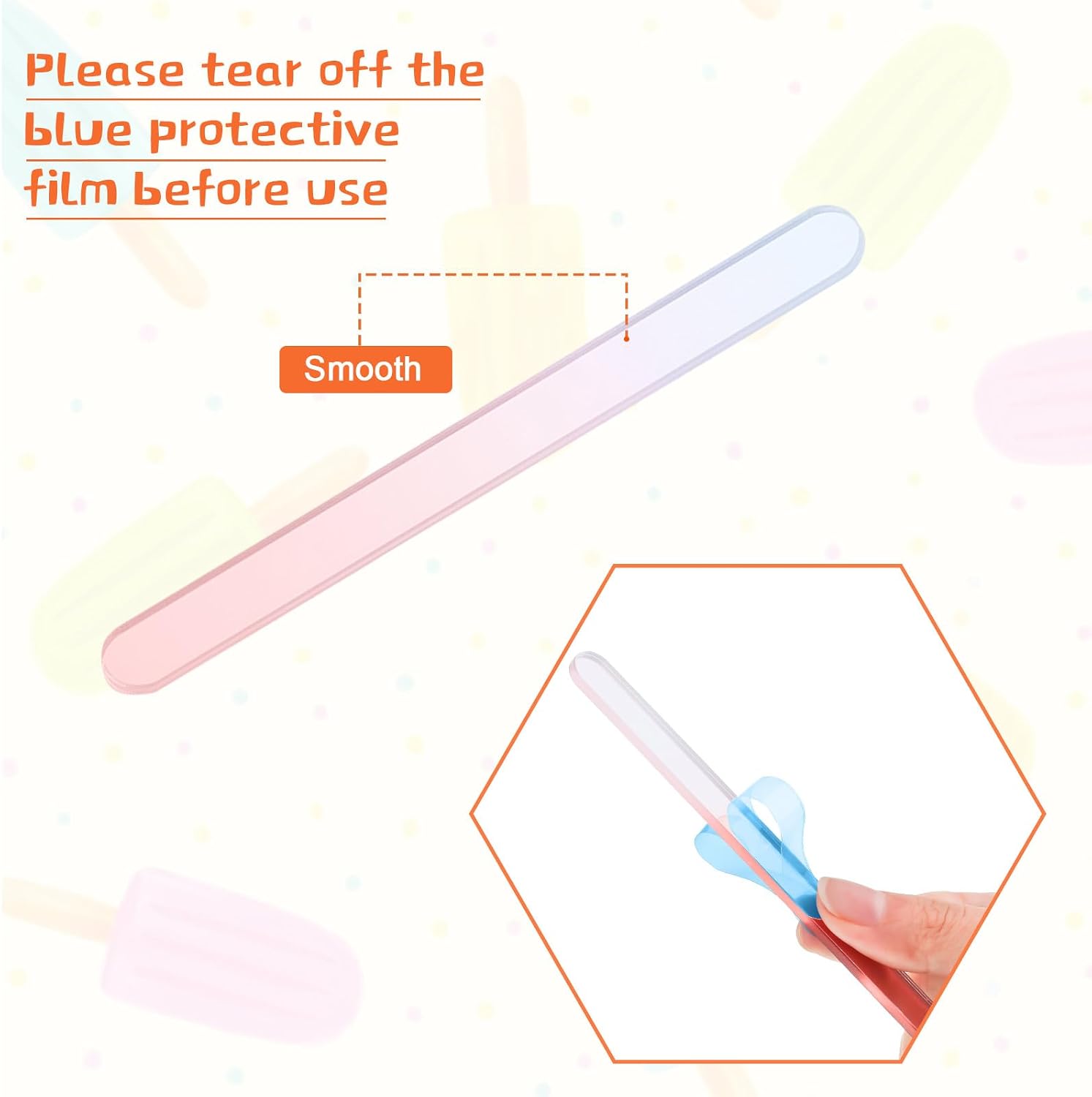 30 Pcs Reusable Acrylic Cakesicle Sticks, 4.5 Inches, Rainbow