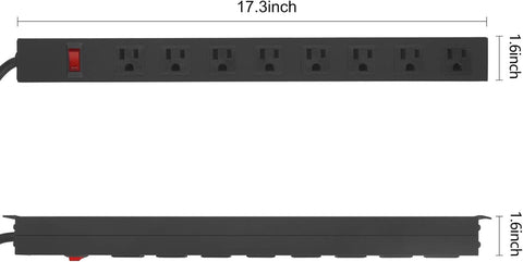 HHOSET Heavy Duty Long 8 Outlets, 14AWG Extension Cord, Black, 6FT, 1