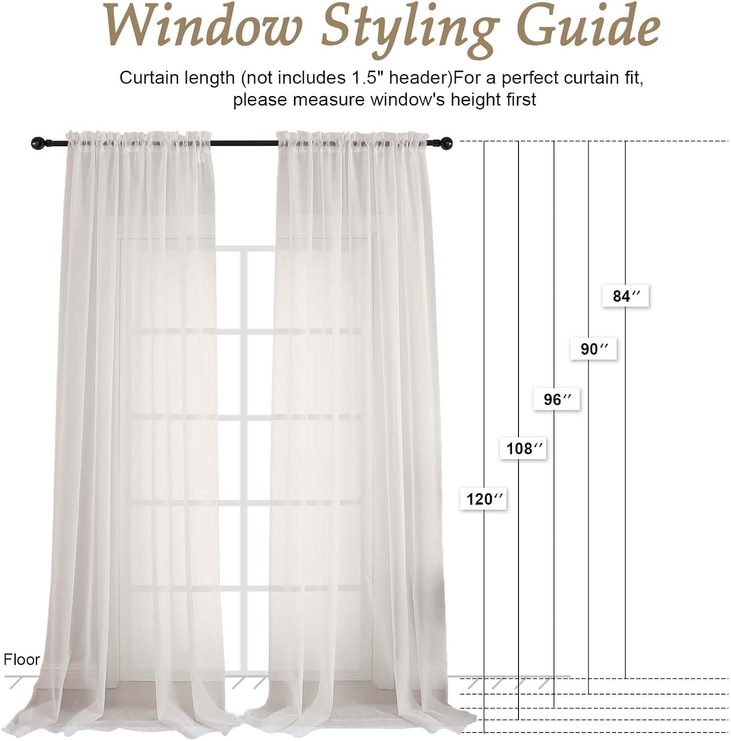 OVZME Ivory Bedroom Curtains 2 Panel Sets 90 Inch Length, 59 Inch Extra Wide Light Filtering Light Weight Soft Window Treatment Panels for Study Room Living Room Guest Room, 59Wx90L Inches