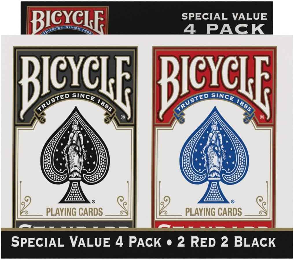 Bicycle Playing Cards 4 Pack Standard Index Poker Size Red and Black