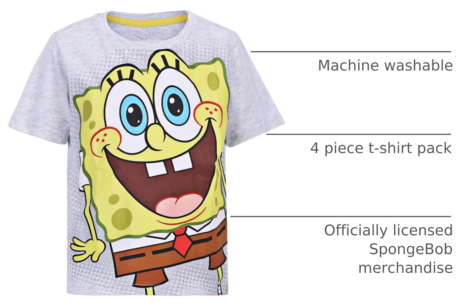 Nickelodeon Spongebob Squarepants Boys 4 Pack T-Shirt for Big Kids