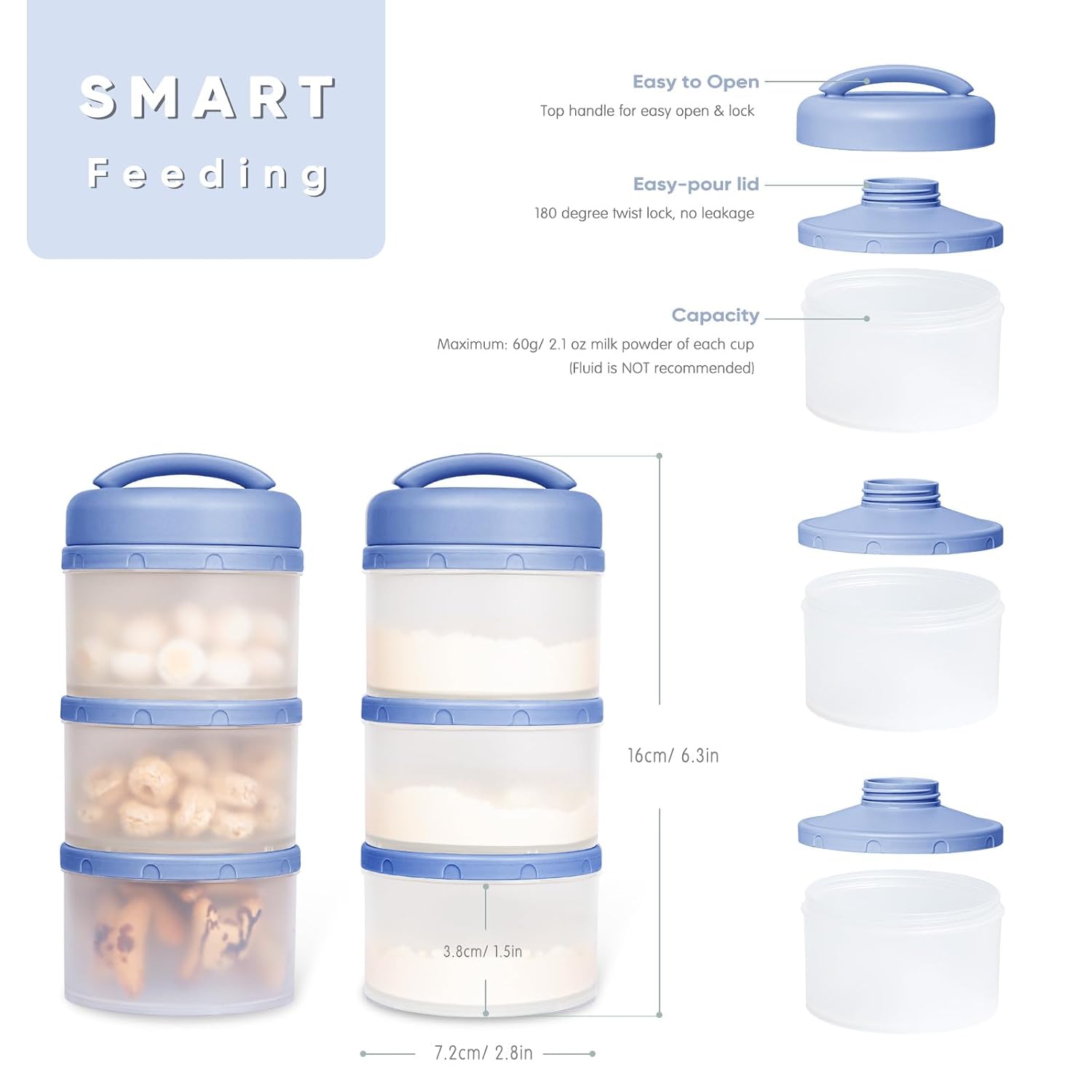 Termichy Stackable Formula Dispenser Portable: Milk Powder Container to go