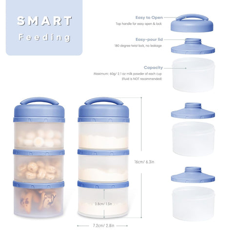 Termichy Stackable Formula Dispenser Portable: Milk Powder Container to go