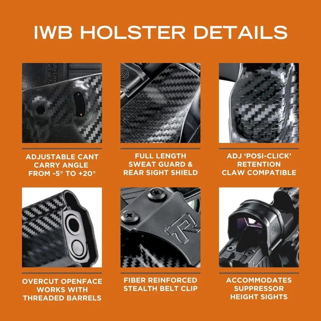 Rounded IWB Holster - Inside Waistband Concealed Carry, American Made, Concealment Express, Black Kydex, Optics Ready, Fits: