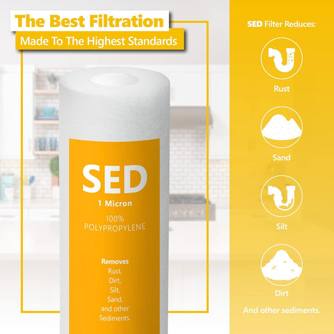 Express Water 50-Pack Sediment Water Filter Replacement, 1 Micron, 10 Inch