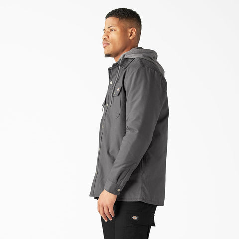 Dickies Men's Fleece Hooded Duck Shirt Jacket With Hydroshield
