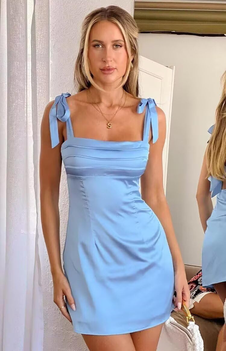 Square Neck Satin Short Homecoming Dresses for Teens Formal Mermaid Spaghetti StrapTight Party Prom Dress