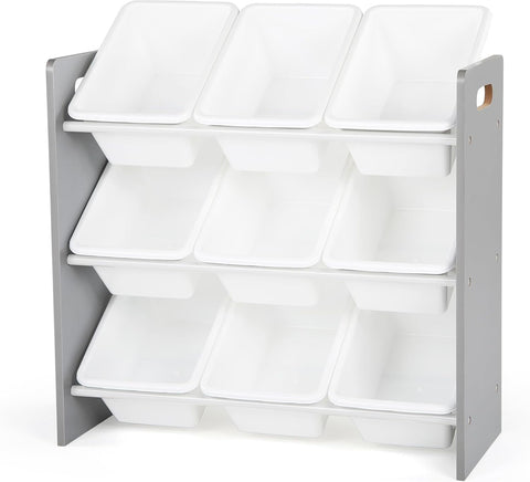 Humble Crew Kids Toy Organizer with 9 Bins, 3 Tier Storage for Playroom