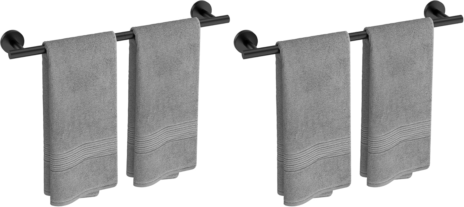2-Pack Matte Black Towel Bar, 24-Inch Towel Racks for Bathroom