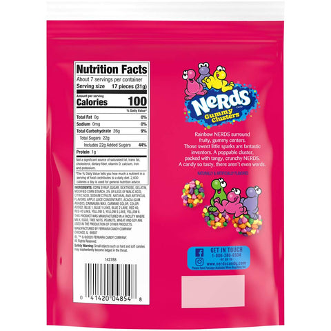 NERDS Gummy Clusters Candy, Rainbow, Crunchy and Gummy, 8 oz