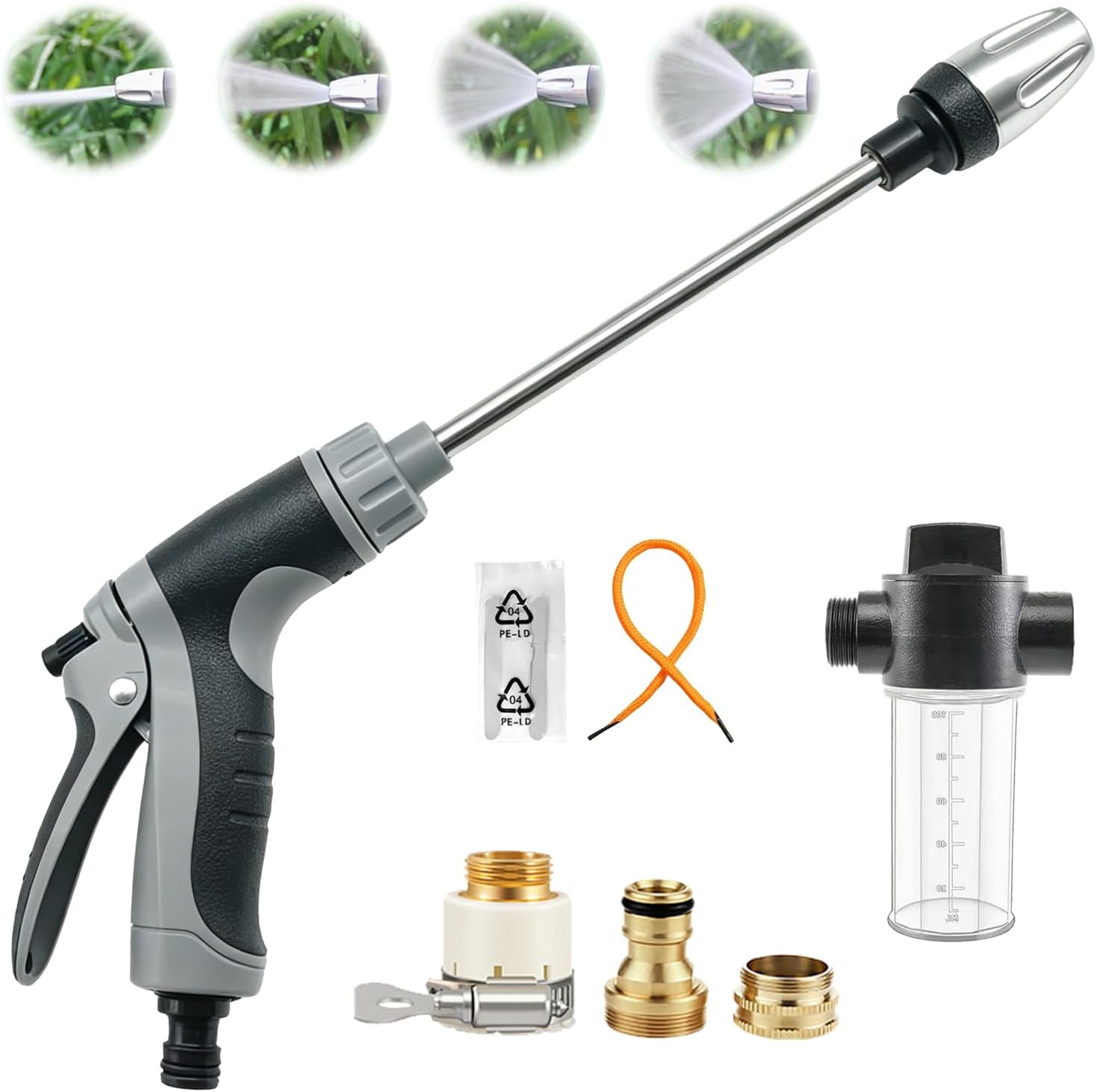 Hose Hawk Pro Pressure Washer Gun, High Pressure Hose Nozzle with 4 Spray Modes, Adjustable Handheld Pressure Washer Nozzle for 3/4" Garden Hose, Watering Sprayer for Cleaning Patio Yard Car Pets (A)