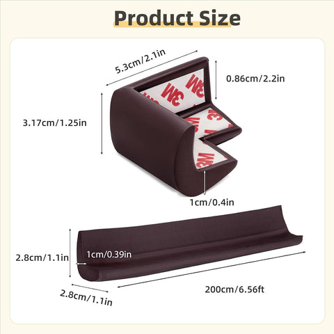 Corner Protector Baby, Baby Proofing Edge Corner Protector, Soft Foam Brown