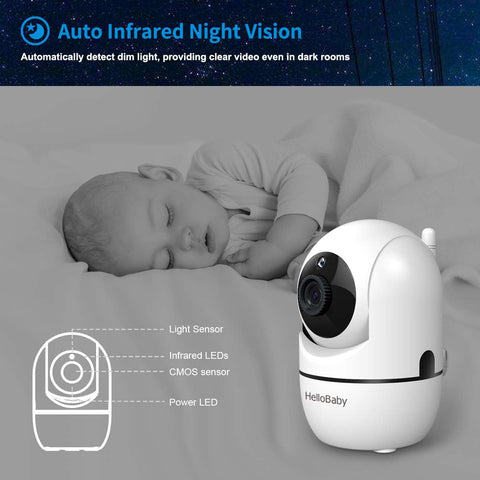 HelloBaby Baby Monitor with 2 Cameras and Audio, No WiFi, 3.2" Screen