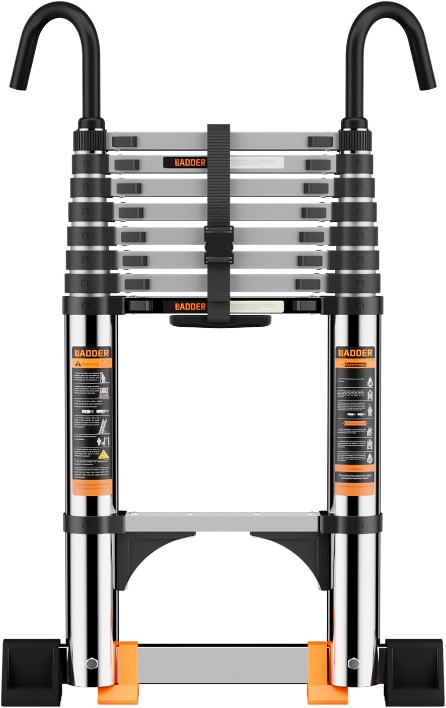 Telescoping Ladder,8.5 FT Extension Ladder, Heavy Duty 330lbs Max Capacity