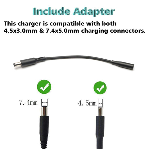 65W AC Charger for Dell Inspiron 15-7000 15-5000 15-3000 17-7000 17-5000 17-3000 13-7000 11-3000 2 in 1 Series 3558 3181 5100 5535 5555 5558 5559 5567 XPS 9350 9360 la65ns2-01 Charger Laptop Power