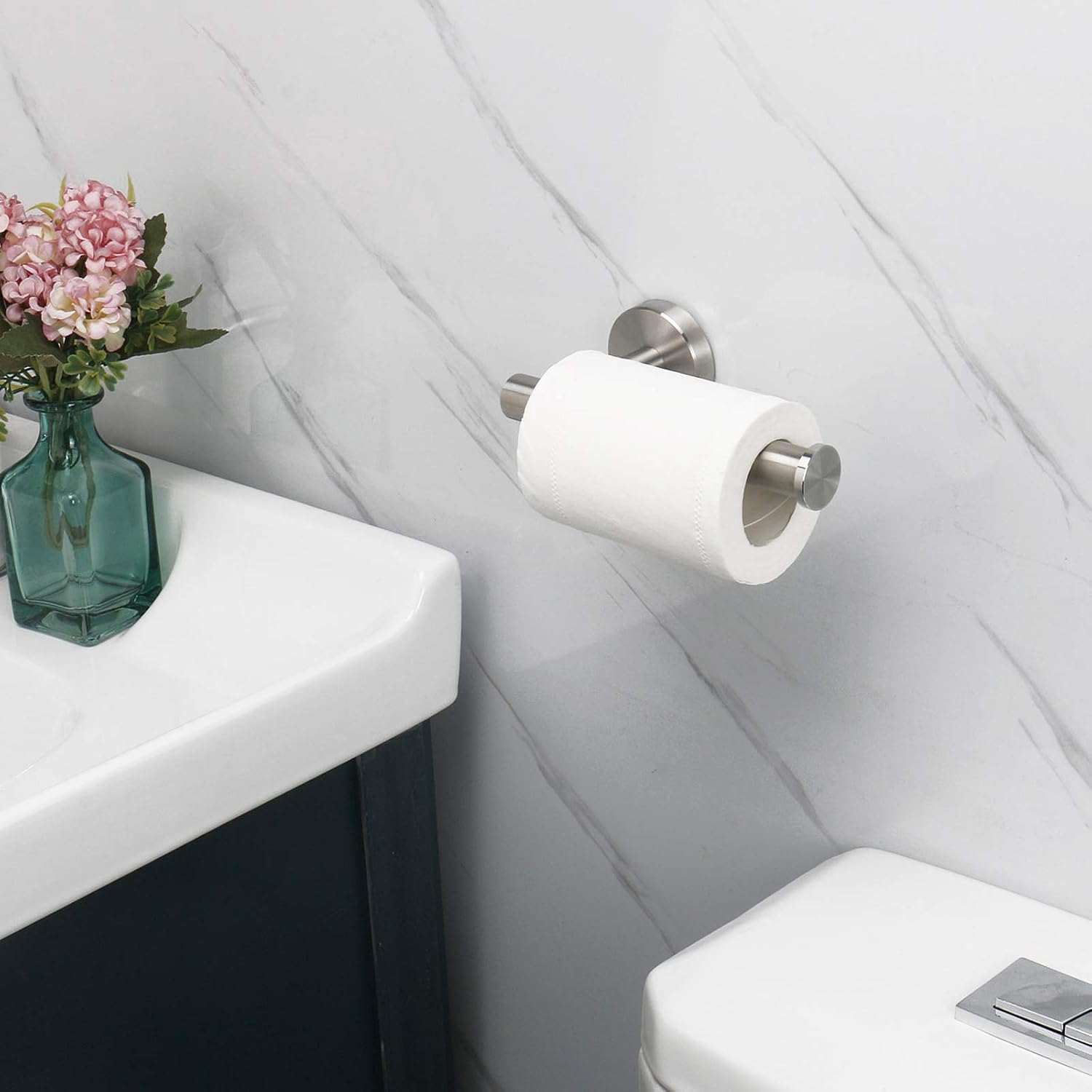 NearMoon Bathroom Toilet Paper Holder, Premium SUS304 Stainless Steel Rustproof Wall Mounted Toilet Roll Holder for Bathroom, Kitchen (1 Pack, Brushed Nickel)