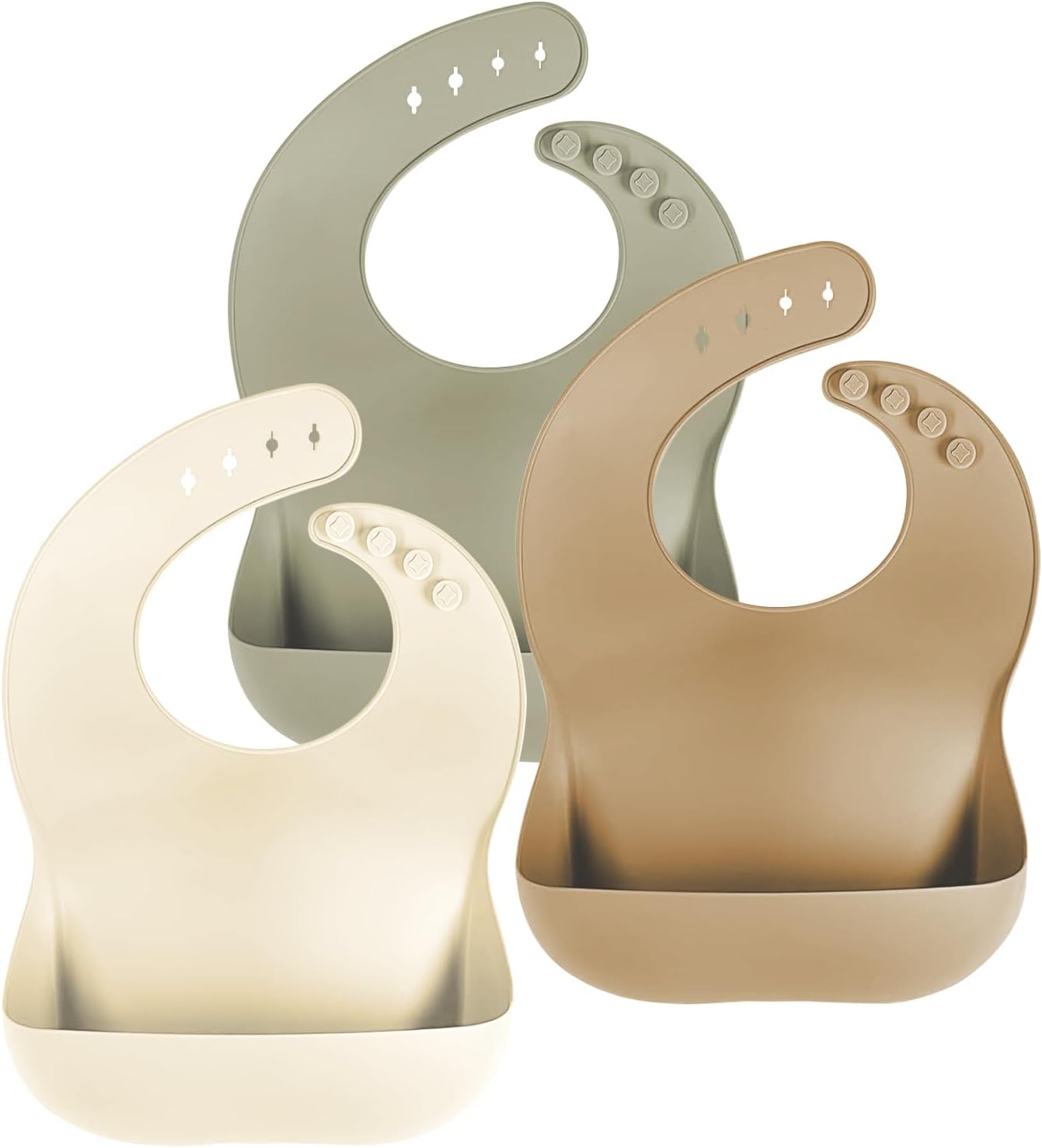 Cuddle Campus Set of 3 Silicone Bibs, Soft Adjustable Bibs for Boys & Girls