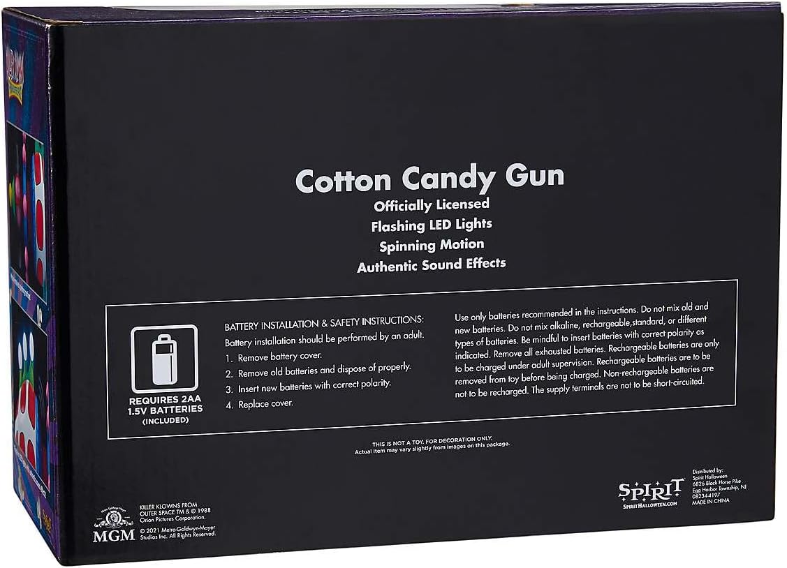 Spirit Halloween Cotton Candy Gun - Killer Klowns from Outer Space, Unisex Adult, One Size Fits Most Standard, Multicolor