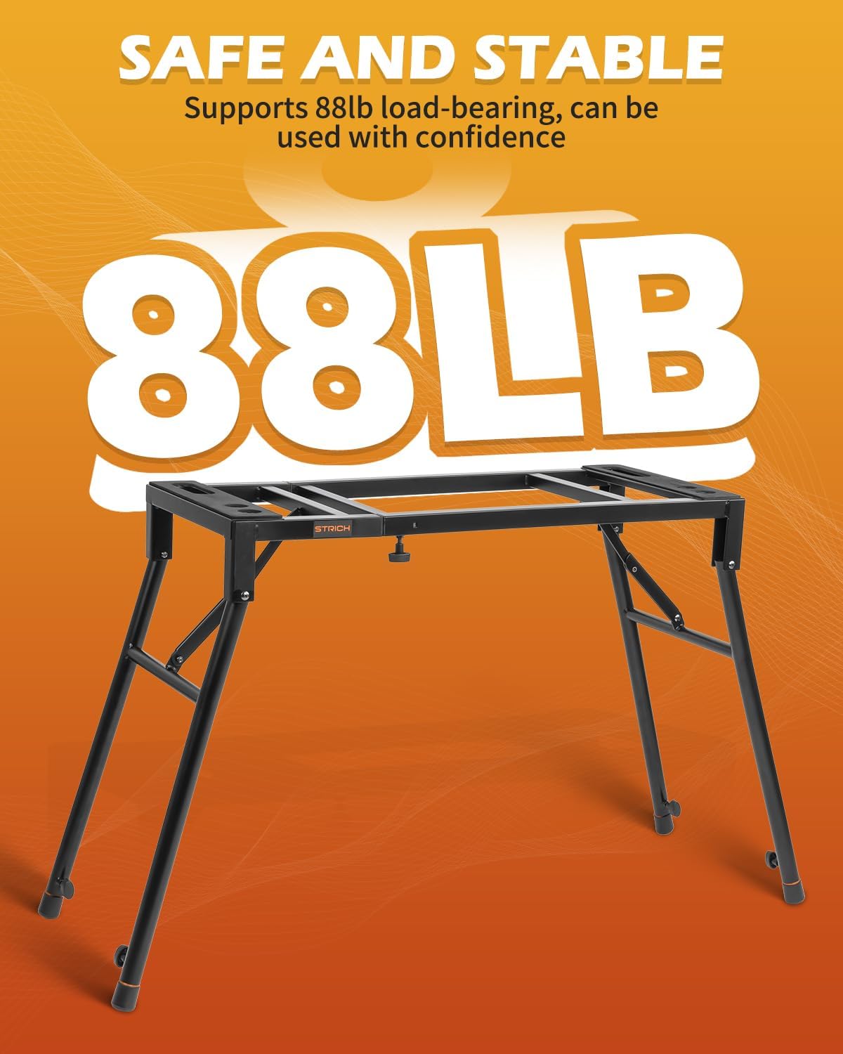 STRICH Collapsible Piano Keyboard Stand - Adjustable and Portable Heavy Duty Music Stand - Fits 54/61/88 Key Electric Digital Pianos - Sturdy Musical Keyboard Table