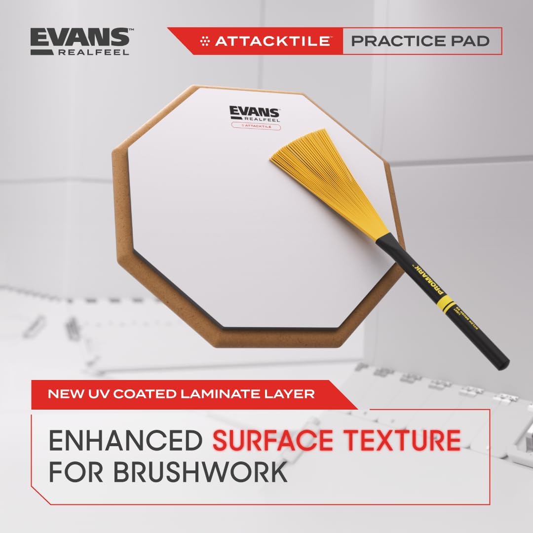 Evans RealFeel Attacktile Drum Practice Pad Scholastic Kit, 10 Inch