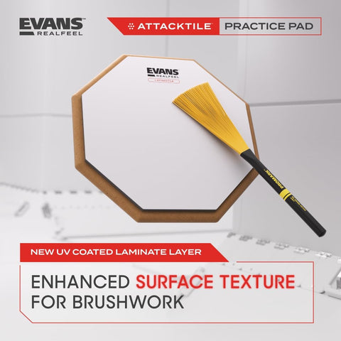 Evans RealFeel Attacktile Drum Practice Pad Scholastic Kit, 10 Inch