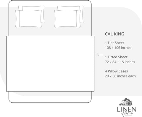Linen Home 100% Cotton Percale Sheets California King Size, Tropical Peach, Deep Pocket, 6 Pieces Set- 1 Flat, 1 Fitted and 4 Pillowcases, Crisp Cool and Long Staple Strong Bed Linen