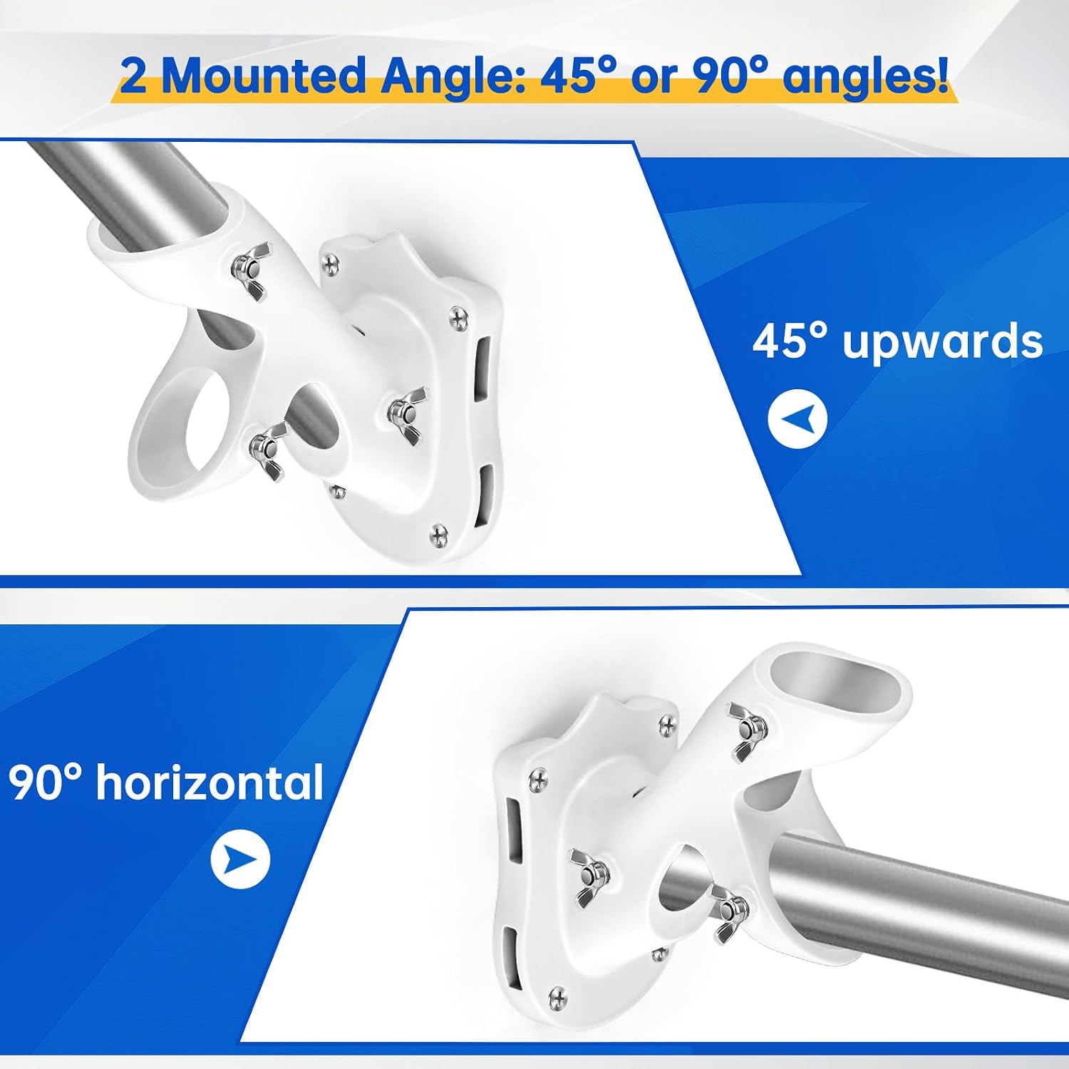 Anovo Flag Pole Kit- Upgraded Holder, Stainless Steel 7 FT Flag Poles with1 Inch Metal 360° Rotating Flag Pole Rings Two-Position Flag Pole Bracket Mounting for Outside House Porch (7 FT - White)