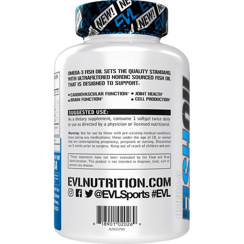 Evlution Nutrition Triple Strength Omega 3 Fish Oil - Burpless Fish Oil EPA DHA Omega 3 Supplement in Easy to Swallow Citrus Flavor Softgels - Enteric Coated Fish Oil Supplement - 120 Count