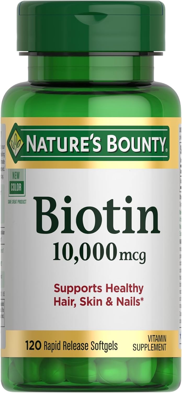 Nature's Bounty Biotin Hair Skin and Nails Vitamins, 120 Softgels