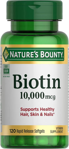 Nature's Bounty Biotin Hair Skin and Nails Vitamins, 120 Softgels
