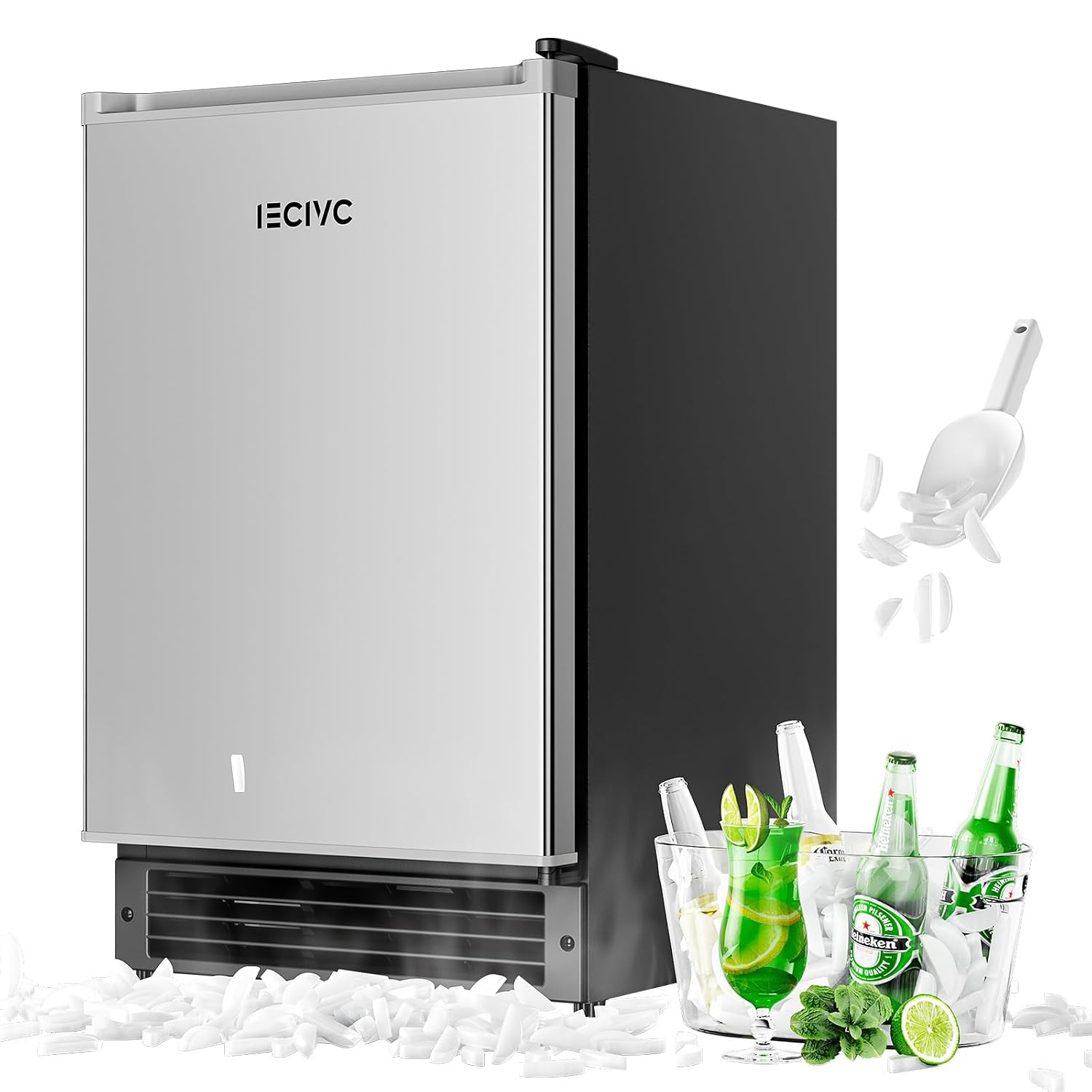 15'' W Drainless Under Counter Ice Maker with 12 LBS Storage Bin