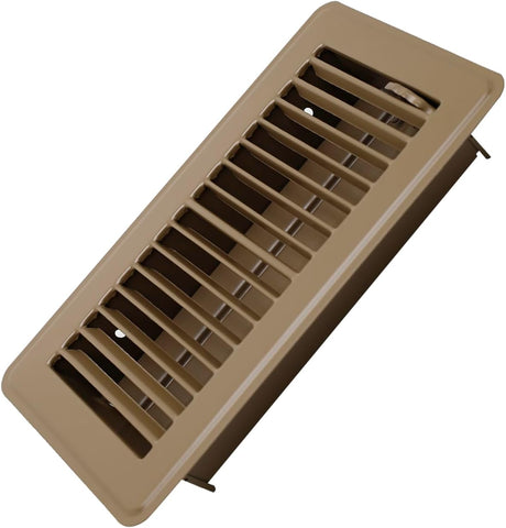Howeall 4" x 8" Floor Register - Heavy Duty Steel Walkable Floor Vents - Easy Adjust Air Supply Lever - Vent Covers for Home (Brown)