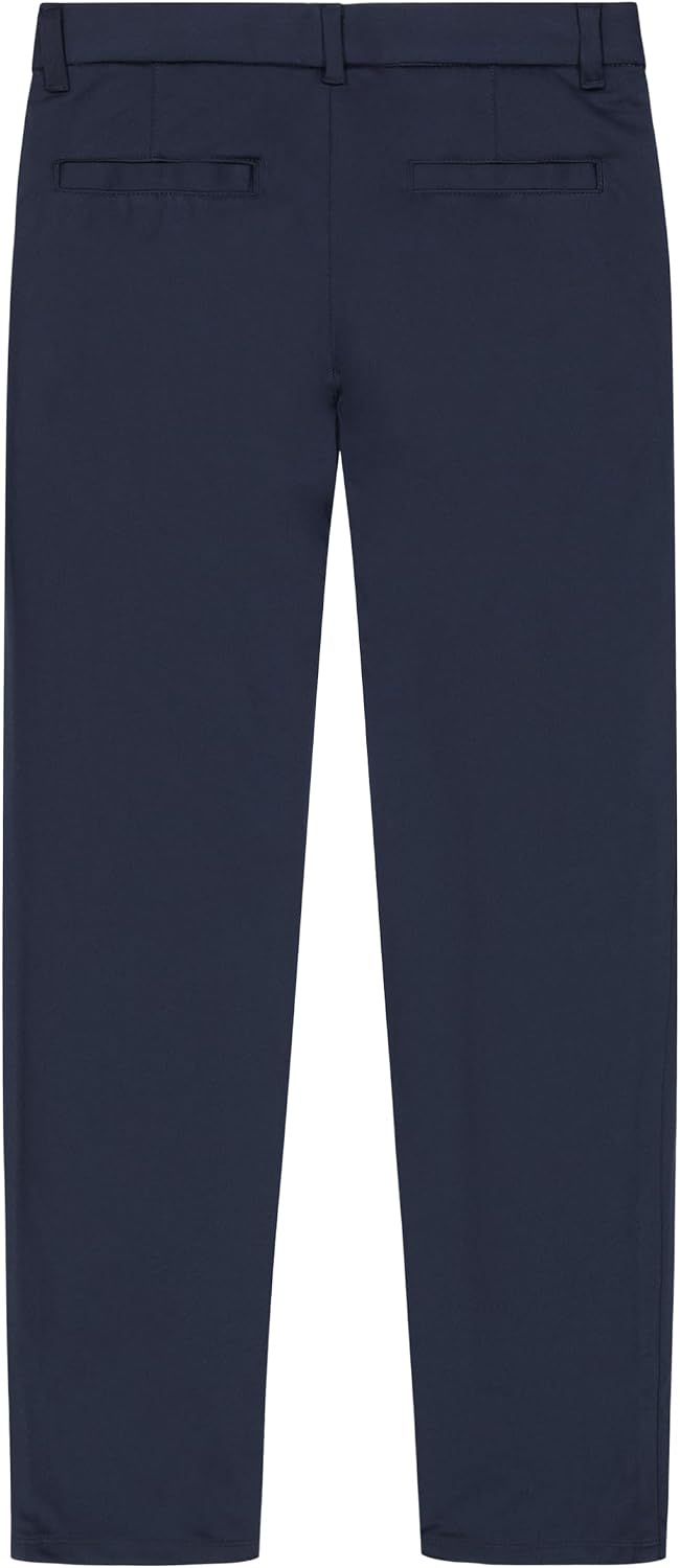 Nautica Boys School Uniform Twill Khaki Pants, Flat Front & Elasticized Waistband, Zipper Closure With Faux Button