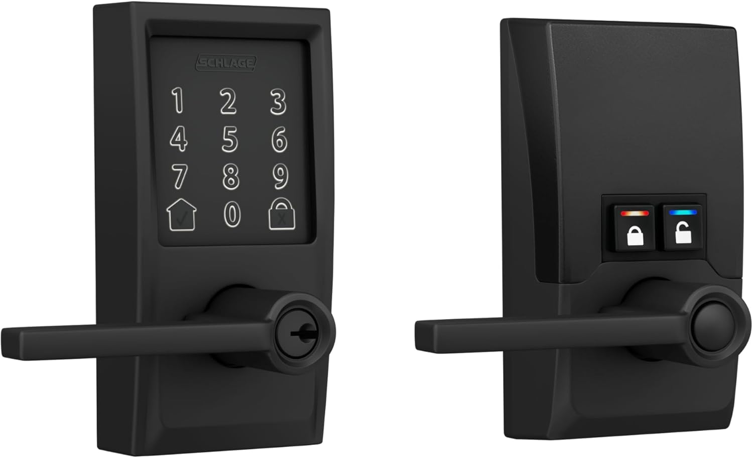 Schlage Encode Smart WiFi Lock, Lever Handle, Century Trim, Matte Black