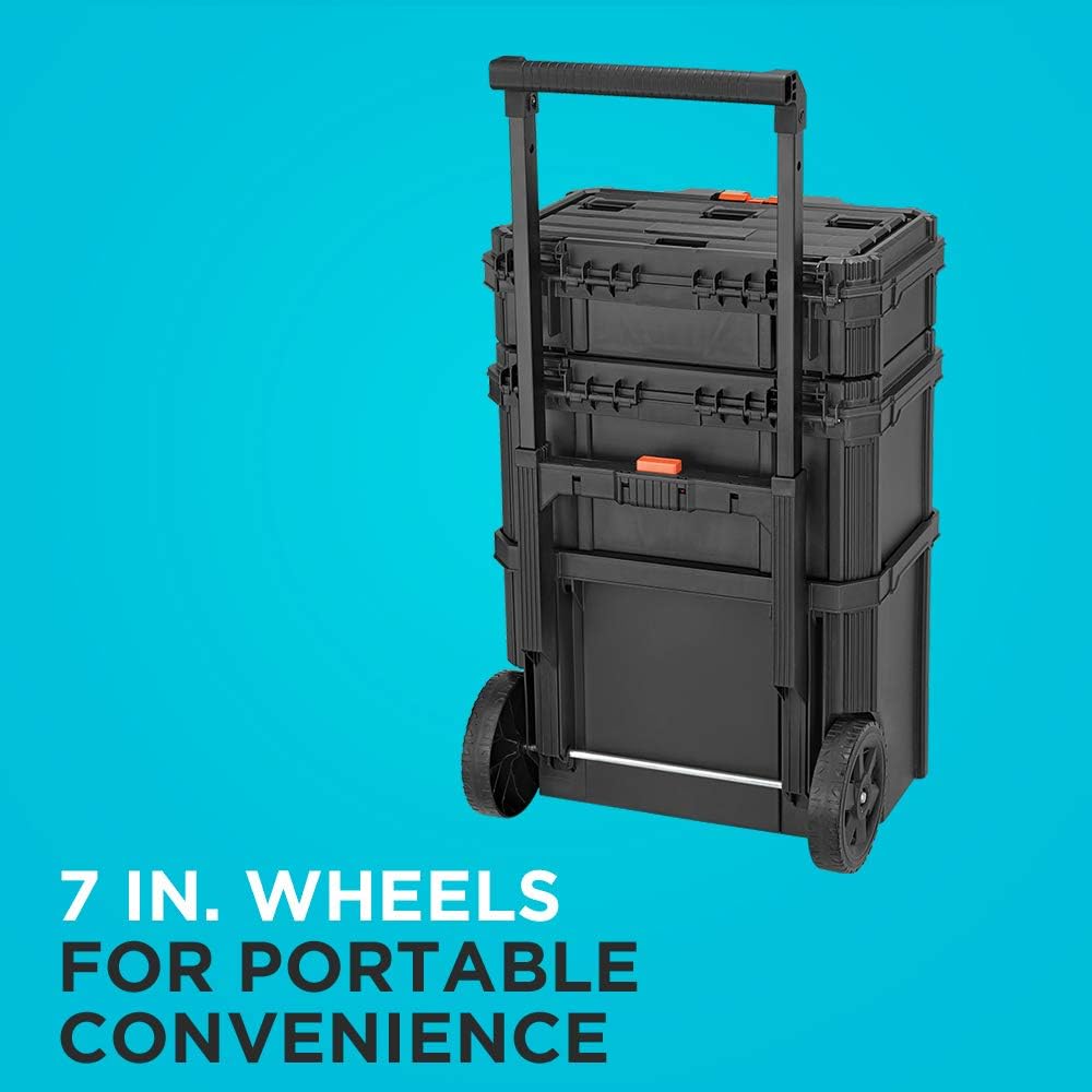 beyond by BLACK+DECKER BLACK+DECKER BDST60500APB Stackable Storage System - 3 Piece Set (Small, Deep Toolbox, and Rolling Tote)