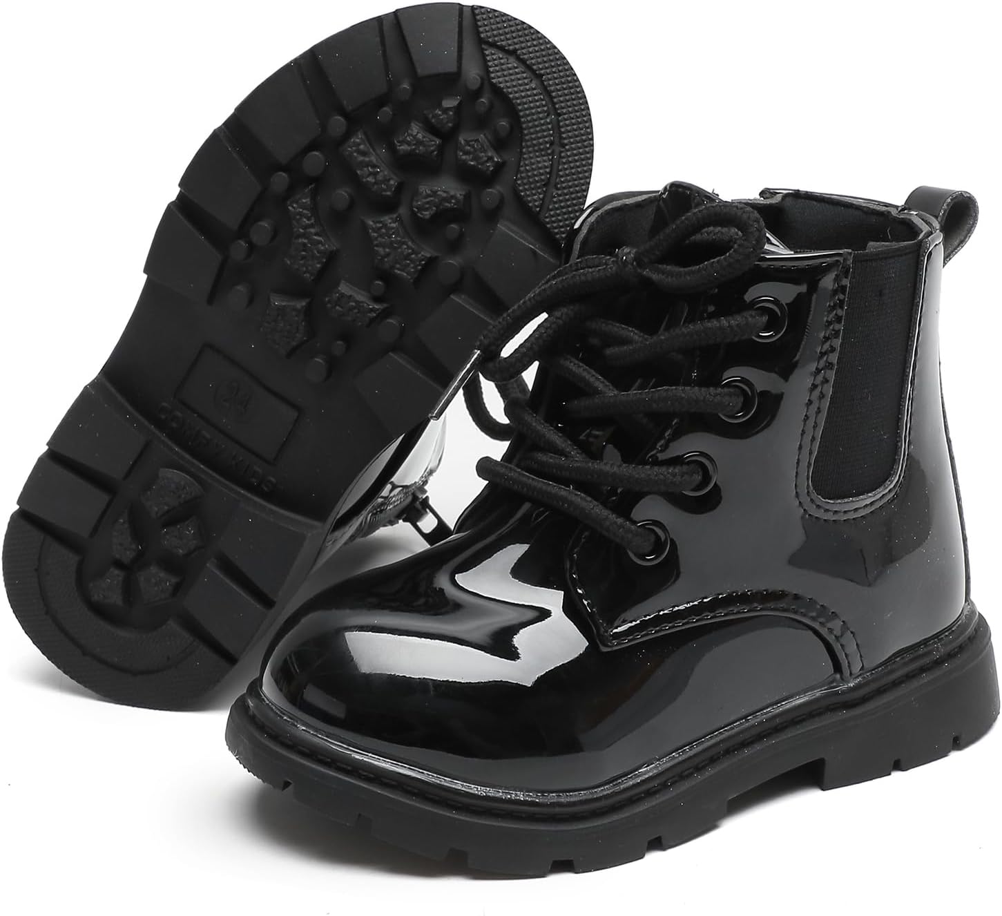 Komfyea Boys And Girls Lace Up Zipper Outdoor Ankle Boots(Toddler/Little Kids)